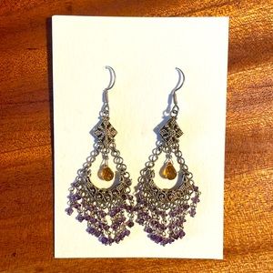 Hand made Sterling silver and palladium, natural Amethyst and Citrine